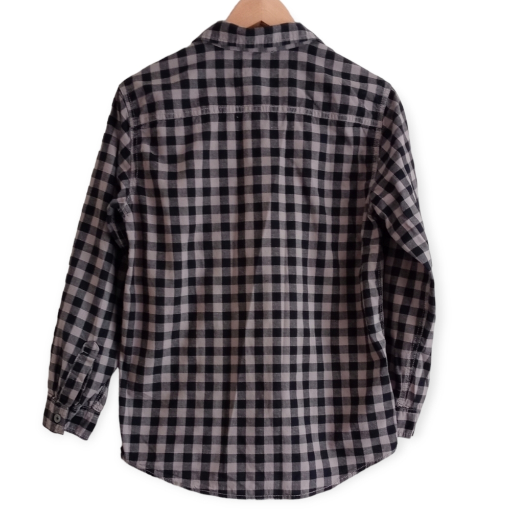 Cherokee Boys Plaid Button-Down Shirt. Size L/G 12-14. Black and Gray - Picture 2 of 12